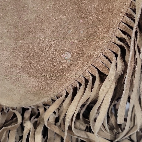 Rapsodia Suede Fringe Hobo Crossbody Shoulder Bag - Tan - Picture 7 of 16